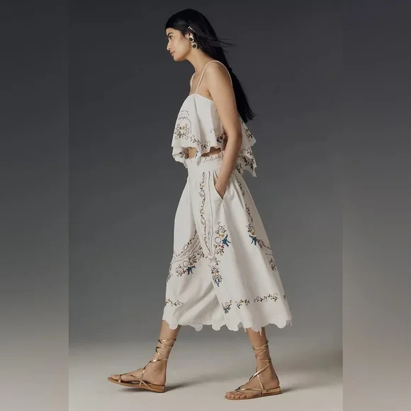 NWT Size M - Anthropologie 100% Cotton Embroidered Culottes (NWT US$ 138) - Picture 8 of 16